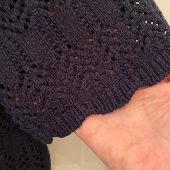 Talbots Navy Short Sleeve Sweater with Knit Lining - Picture 7 of 12